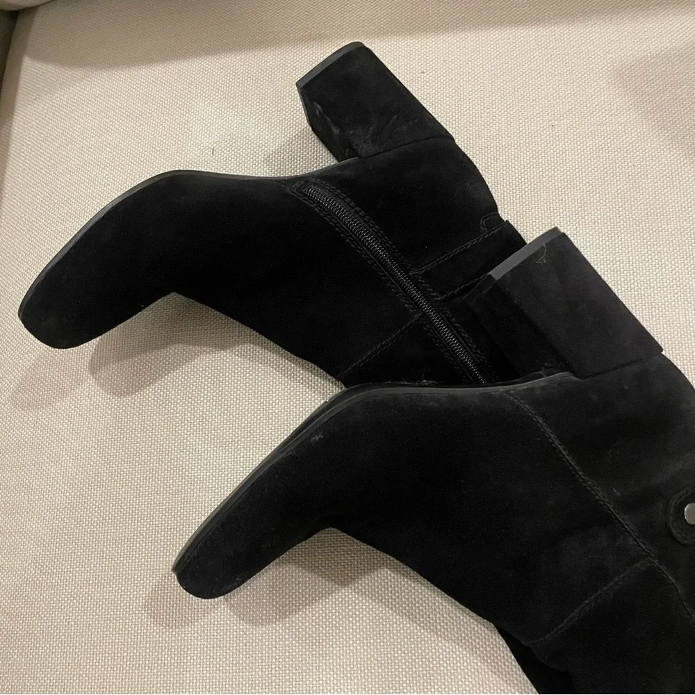 Womens Franco Sarto Pava Knee-High Dress Boots - Black Suede Size 8.5